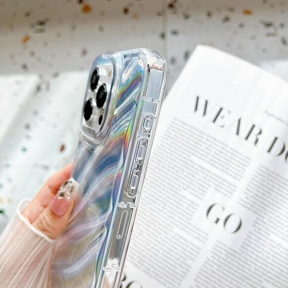 Water Ripple Patten Compatible for iPhone 14 Case Clear Glitter, 6.1“ - Picture 5 of 7